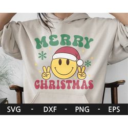 Merry Christmas svg, Christmas Shirts svg, Merry Christmas shirt svg, Holiday, Retro Smiley Face svg, dxf, png, eps, svg