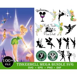 100 Tinkerbell Svg, Tinkerbell and Peter Pan, Princess Tinkerbell svg, Fairy, Cricut svg, Disney princess svg, Tinkerbel