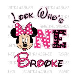 Minnie Mouse look who's one birthday image personalized png digital file sublimation print Waterslide tshirt design