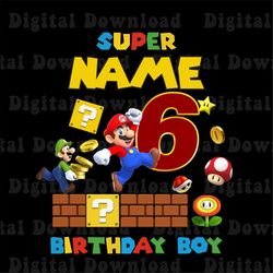 Personalized Mario Birthday Boy Png, Birthday Party Family Png, Family Matching Png