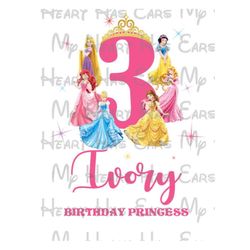 Princess crown Birthday girl ANY NAME NUMBER image png digital file sublimation print Waterslide tshirt design