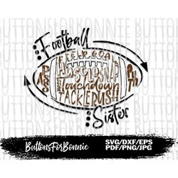 football svg, football sister svg, cut file, sports svg, football sublimation, cricut, silhouette, iron on, football png