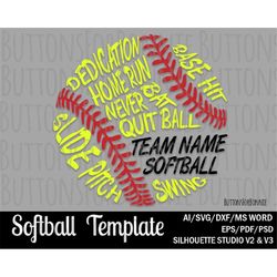 softball template, svg, softball team, softball player svg, softball mom svg, softball shirt svg, cut file, cricut, litt