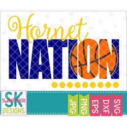 Hornet Nation svg, Basketball svg, Hornet svg, Cricut svg, Silhouette svg, PNG, dxf, eps, Heat Transfer Vinyl, Sweet Kat
