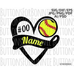 softball svg, softball template, softball mom svg, emblem, customize, softball heart, cutting file, shirt design, cricut
