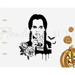 Wednesday Addams, Halloween svg files, Addams family cut file, Svg, Png, Dxf, Eps