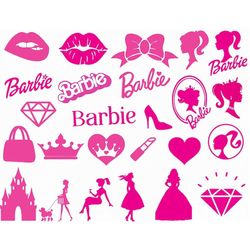 Barb Svg Bundle, SVG, Princess Silhouette, pink doll Svg, Girl Svg, Sticker Clipart, Svg Files for Cricut , SVG - PNG