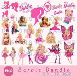barbi png bundle, princess barbi silhouette, pink doll clipart png, girl png, sticker barbi clipart, barbi digital invit