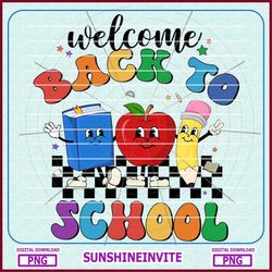 Welcome Back to school PNG, First day of school PNG, Groovy Back To School Teacher Students Gift PNG