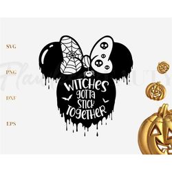 Witches gotta stick together, Witch Halloween Svg, Png, Dxf, Eps