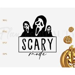 Scary mode Svg, Scream Ghost Face Svg, Halloween Clipart Vector Cut File, Svg, Png, Dxf, Eps