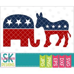 Political Party Symbols SVG, Heat Transfer Vinyl svg, Cricut svg, Silhouette svg, Elephant svg, Republican svg, Donkey s