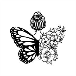 Floral Woman Svg Png , Butterfly Flower Svg , Woman With Flower Svg , Girl Butterfly Fairy Svg , Floral Butterfly Svg ,