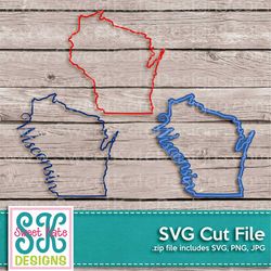 Wisconsin Outline SVG JPG png USA Scrapbook Die Cut Heat Transfer Vinyl Cricut svg Silhouette svg Instant Download Sweet