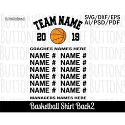 basketball team svg, template, back of shirt svg, team members svg, cut file, basketball shirt, basketball, cricut, edit