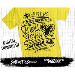 Softball Svg, Jesus softball, Softball Christian, Softball shirt, southern girl, cutting file, swoosh, silhouette, shirt