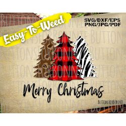 Easy to Weed, zebra tree, Christmas tree svg, buffalo plaid svg, leopard tree, cut file, cricut, shirt svg, commercial u