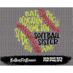 softball sister svg, softball design, cut file, sports svg, shirt design, cricut, iron on, silhouette, softball svg, sof