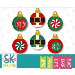 Santa Ornaments SVG, dxf, EPS, png, JPG, htv, Cricut cut file, Silhouette svg, die cut, Christmas svg,  Monogram svg, Sw