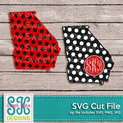 Georgia with Polka Dots with Monogram Option United States America SVG JPG PNG Heat Transfer Vinyl Cut - Instant Downloa