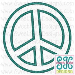 peace sign applique machine embroidery file 3 sizes raggy & satin instant download with svg cut file