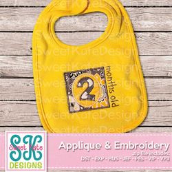 two months old applique - machine embroidery file - instant download includes svg cut file for cutting your fabric!