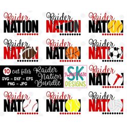 Raider Nation SVG Bundle, football, soccer, volleyball, baseball, tennis, cheer, htv, cricut svg, silhouette cut file, S