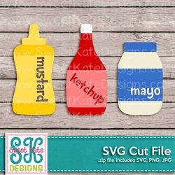 Mustard Ketchup Mayo SVG JPG PNG Scrapbook Die Cut Heat Transfer Vinyl Cut Cricut svg Silhouette svg Kitchen svg Instant