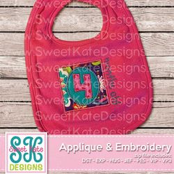 Four Months Old Applique - Machine Embroidery File - Instant Download Includes SVG cut file for cutting your fabric!