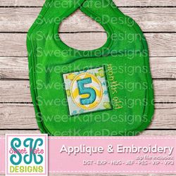 five months old applique - machine embroidery file - instant download includes svg cut file for cutting your fabric!