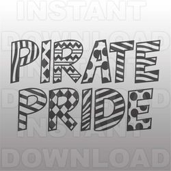 Pirate Pride Patterned SVG File -Varsity SVG File -Commercial/Personal Use- Vector svg file for Cricut,svg file for Silh