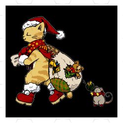 Cat And Mouse Svg, Animal Svg, Cat Svg, Mouse Svg, Santa Hat Svg, Christmas Outfits Svg, Merry Christmas Svg, Christmas