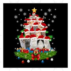 Cat Christmas Tree Svg, Animal Svg, Pinetree Svg, Cat Svg, Snow Flower Svg, Christmas Gift Svg, Star Svg, Merry Christma