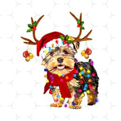 Dog Christmas Svg, Animal Svg, Santa Hat Svg, Reindeer Band Svg, Red Scarf Svg, Christmas Light Svg, Star Svg, Christmas