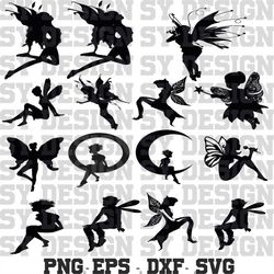 Fairy Silhouette SVG File / Fairy Clipart / Fairy Vector/ PNG / EPS / dxf