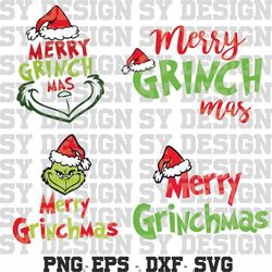 Merry Grinchmas SVG / PNG Files Clipart / Christmas Print SVG/Digital Download Cricut Cut Files /Merry Grinchmas Silhoue
