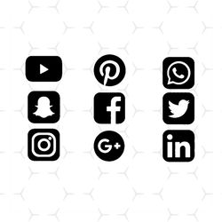 Social Media Symbols Svg, Brand Svg, Youtube Svg, Printerest Svg, Whatsapp Svg, Twitter Svg, Facebook Svg, Google Plus S