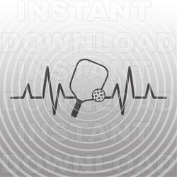 Heartbeat Pulse EKG Strip Pickleball SVG File,Pickleball T-shirt svg -Vector Art for Commercial & Personal Use-Cricut,Si