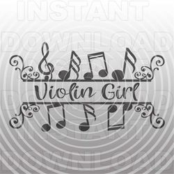 Violin Girl with Music Notes SVG File,Symphony SVG -Vector art Commercial/Personal Use- Cricut,Silhouette Cameo,vinyl sv