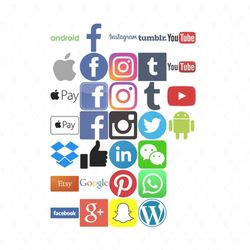 Social Media Icons Bundle Svg, Brand Svg, Facebook Svg, Instagram Svg, Youtube Svg, Google Svg, Twitter Svg, Android Svg