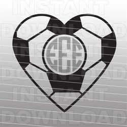 Soccer Ball Heart SVG File,Monogram SVG File,Cutting Template-Vector Clip Art for Commercial & Personal Use for Cricut,C