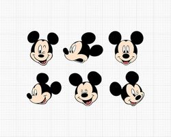 Mickey Mouse, Ears Head Face, Set, Bundle, Svg and Png Formats, Cut, Cricut, Silhouette, Clipart, Instant Download