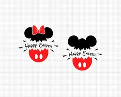 Easter, Bunny, Mickey Minnie Mouse, Dots Bow, Bunnies, Rabbit, Svg and Png Formats, Cut, Cricut, Silhouette, Instant Dow