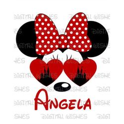 Minnie Mouse heart glasses with Cinderella castle image png digital file sublimation print Waterslide tshirt design
