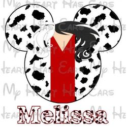 Cruella Deville Minnie Mickey Mouse head ears image png digital file sublimation print Waterslide tshirt design