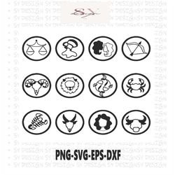 Zodiac sign SVG bundle, Astrology svg, horoscope SVG, cricut cut files, png, celestial svg, mystical svg