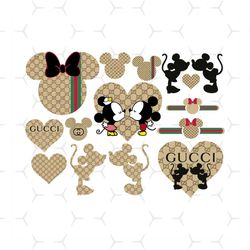 Gucci And Disney Inspired Printable Bundle Svg, Brand Svg, Gucci Svg, Mickey Mouse Svg, Minnie Mouse Svg, Fashion Logo S