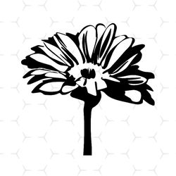 Daisy Flower On Stalk Svg, Flower Svg, Daisy Flower Svg, Stalk Svg, Black White Version Svg, Birthday Gift Svg, Gift For