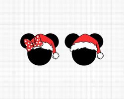Christmas Santa Hat, Mickey Minnie Mouse, Couple, Matching, Svg and Png Formats, Cut, Cricut, Silhouette, Instant Downlo