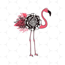 Pink Flamingo With Floral Flowers Svg, Flower Svg, Pink Flamingo Svg, Floral Flowers Svg, Birthday Gift Svg, Gift For Gi